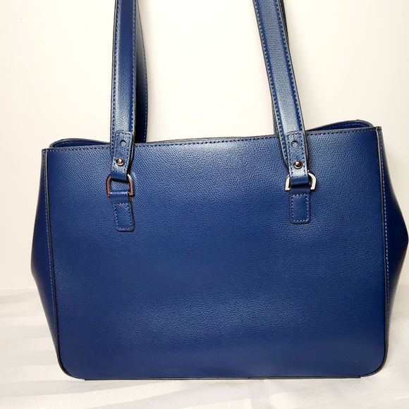 NEW Karl Lagerfeld Navy Leather Tote Handbag - Picture 2 of 10